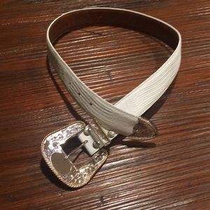 Al Beres WHITE SnakeEmbossed belt /Silver Buckle S